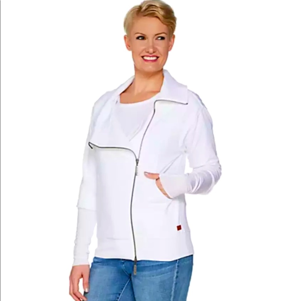 Peace Love World Amal Asymmetric Zipper Jacket Large